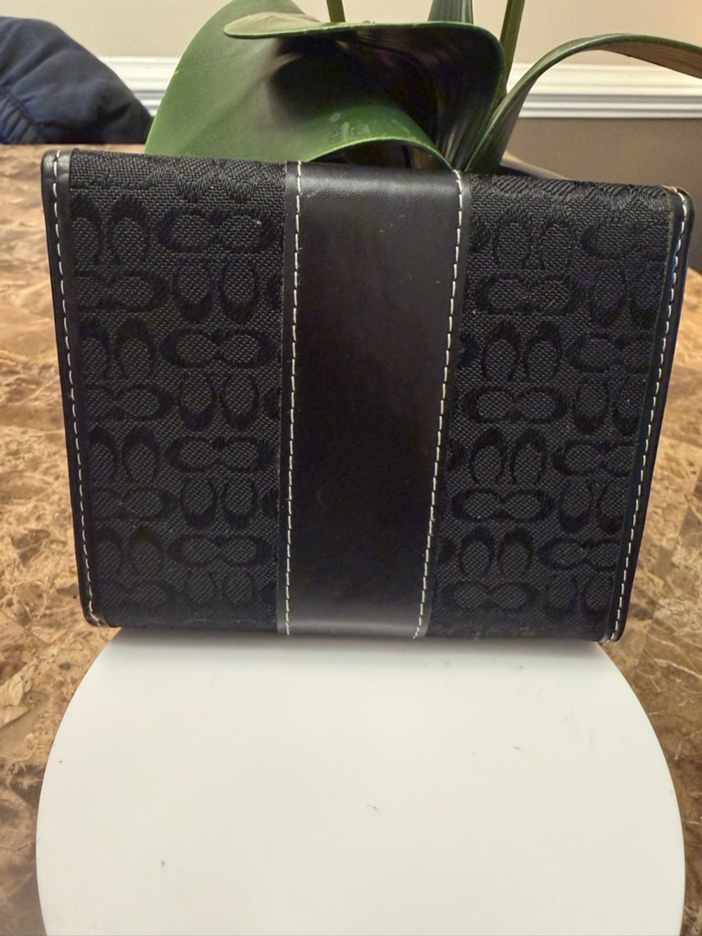 SOLD ‼️‼️Coach Signature Jacquard Tri-fold Wallet with Coach Leather Barrette - Picture 7 of 16